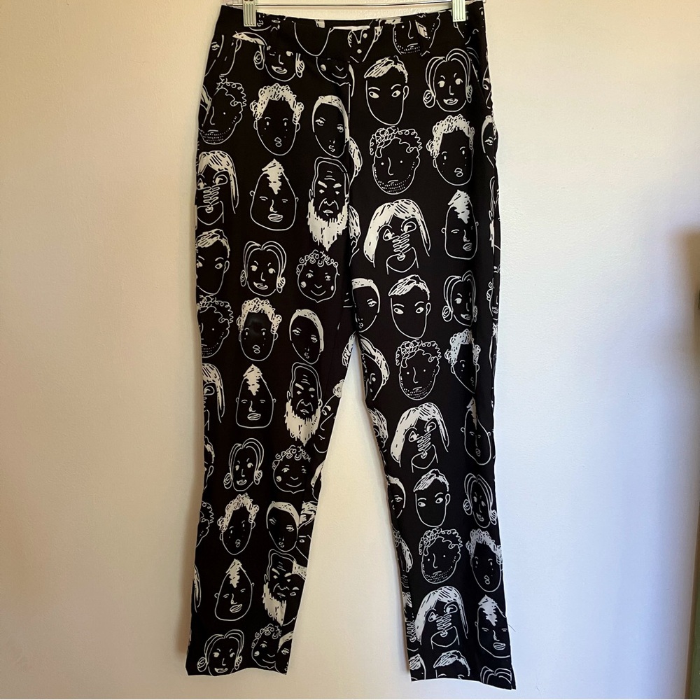 Black and White Face Print Pants